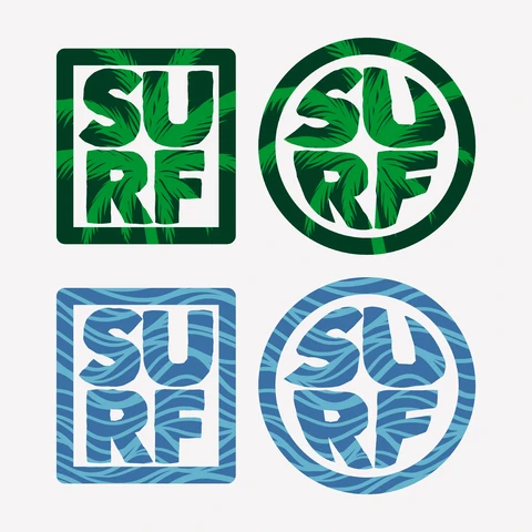 EPS,JPG Tropical Surf Logo Design Variations
