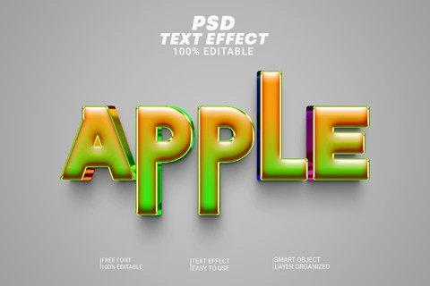 PSD Apple Art-Deco Embossed Retro 3D Text Effect