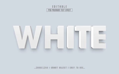 PSD Efeito de texto 3d branco