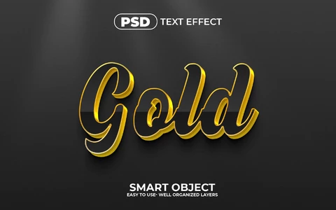PSD Black Gold 3D Text Effect
