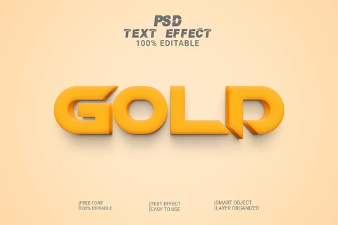 PSD Oro monocromático afilar letras efecto de estilo de fuente