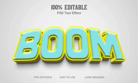 PSD Boom reliëf turquoise 3d tekst effect