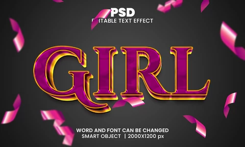 PSD Girl Pink Party Text Effect