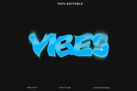 PSD Efecto de texto con estilo de fuente Vibes