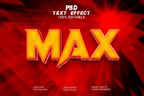 PSD Max Fire Lava Explosion Action Movie 3D Text Effect