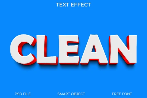 PSD 3d estilo de texto limpio y en negrita