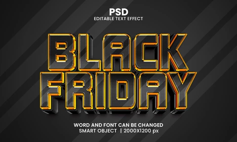 PSD Black friday 3d efecto de texto