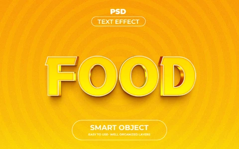 PSD Efecto de texto de comida amarilla
