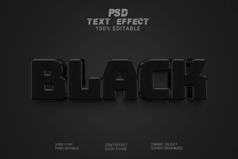 PSD Negro oscuro 3d estilo de fuente efecto