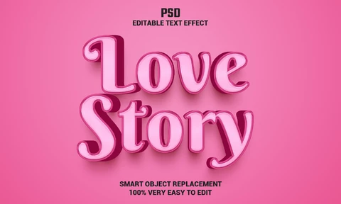 PSD Efecto de texto de historia de amor