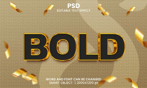 PSD Efeito de texto 3d de festa preta e dourada em negrito