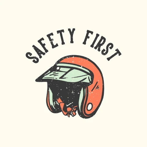 EPS,JPG Vintage Style Safety First Helmet Illustration