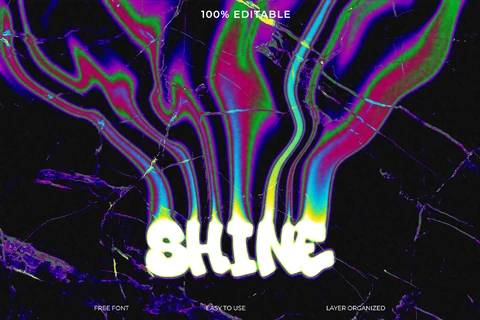PSD Shine Trippy Colorful Wisps Font Style Text Effect