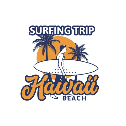 EPS,JPG Retro surf viaje hawaii ilustración