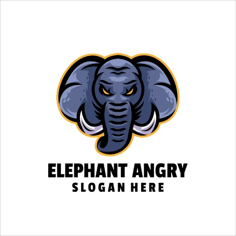 EPS,JPG Mascot Logo with Angry Elephant Design