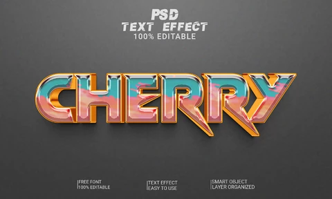PSD Cereza pesada 3d estilo de fuente efecto