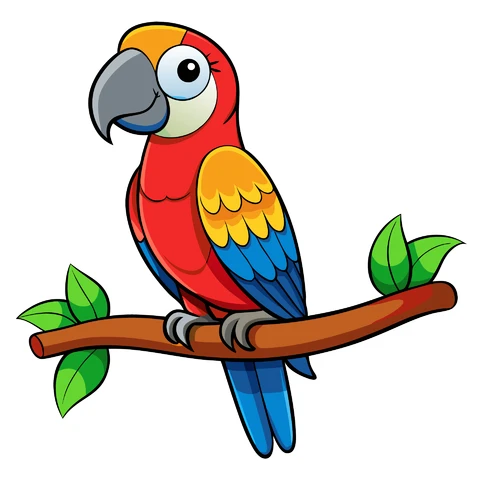 AI, JPG Kolorowa ilustracja papugi w stylu kreskówkowym