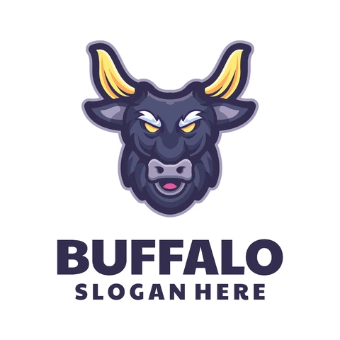 EPS,JPG Design do logotipo do mascote com uma cabeça de búfalo