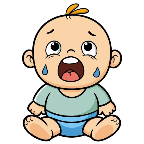 AI,JPG Cartoon Style Crying Baby Illustration