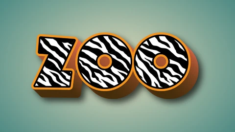 AI,EPS Texto em 3d com padrão de zebra
