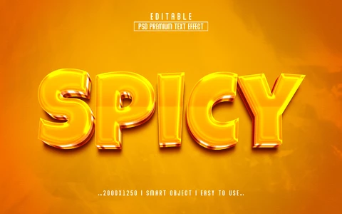 PSD Spicy Glossy Orange 3D Text Effect