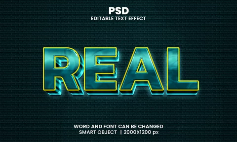 PSD Effet de texte 3d sarcelle véritable