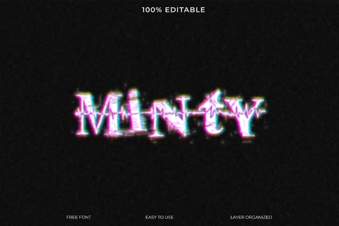 PSD Minty Glow Glitch Electrocardiogram Font Style Text Effect
