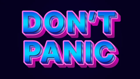 EPS,AI Don't panic blue pink 3d font