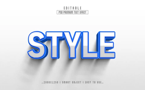 PSD Estilo elegante y limpio azul médico 3d efecto de texto