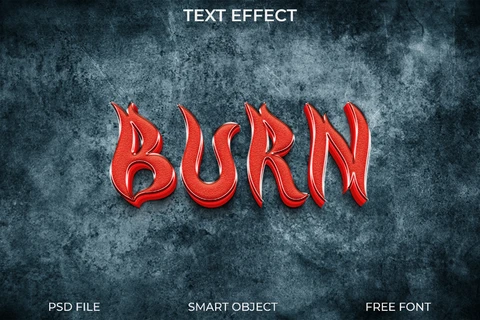 PSD Effet de texte flamme brûlante