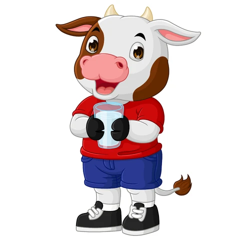 EPS,JPG Cartoon Cow Character Holding Milk