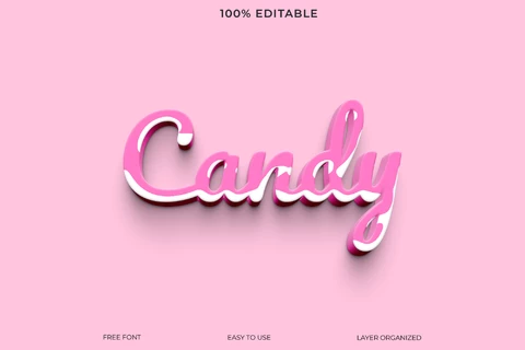 PSD Efecto de estilo de texto Candy
