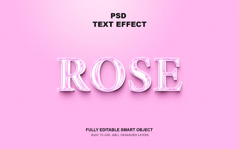 PSD Efeito de texto 3d de cristal rosa brilhante
