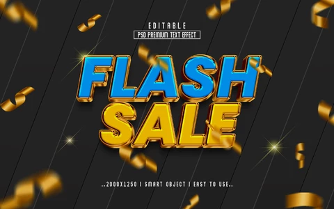PSD Flash Sale Golden Party 3D Text Effect