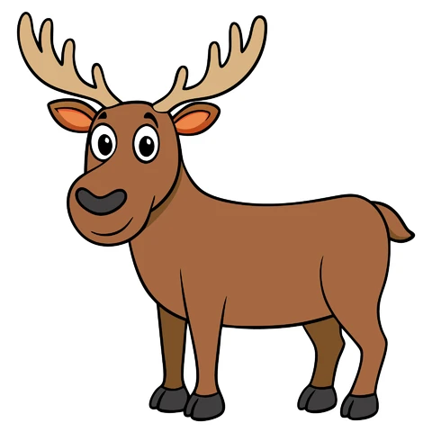 AI,JPG Cartoon Style Reindeer Illustration