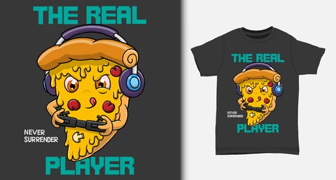 EPS,JPG Koszulka z motywem pizzy w stylu pop art