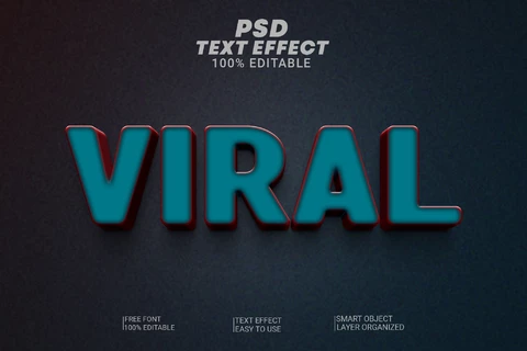 PSD Viral simple minimalista tormenta azul 3d efecto de texto