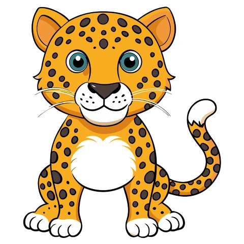 AI,JPG Cartoon Style Cute Leopard Illustration