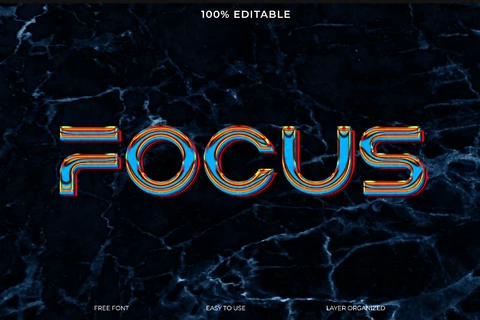 PSD Focus Liquid Metal Dark Font Style Text Effect