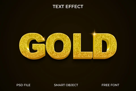 PSD 3D Golden Text Effect with Sparkle