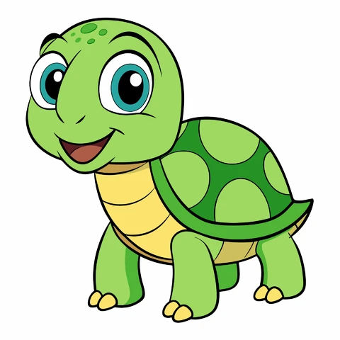AI,JPG Cartoon Style Happy Turtle Illustration