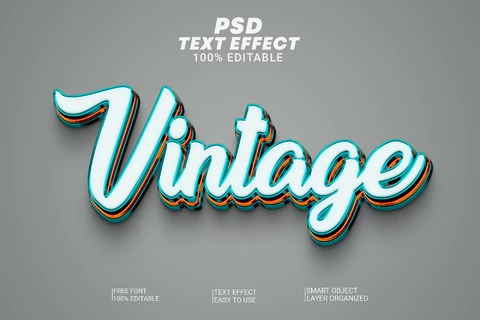 PSD Vintage 3D Text Effect