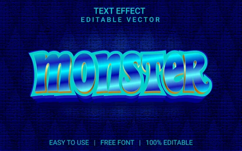 EPS,AI Efeito de texto de monstro