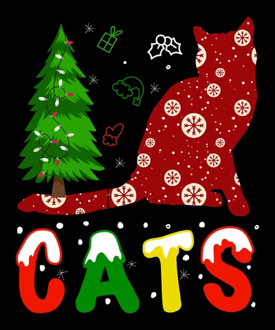 PNG,AI,EPS Cats Christmas