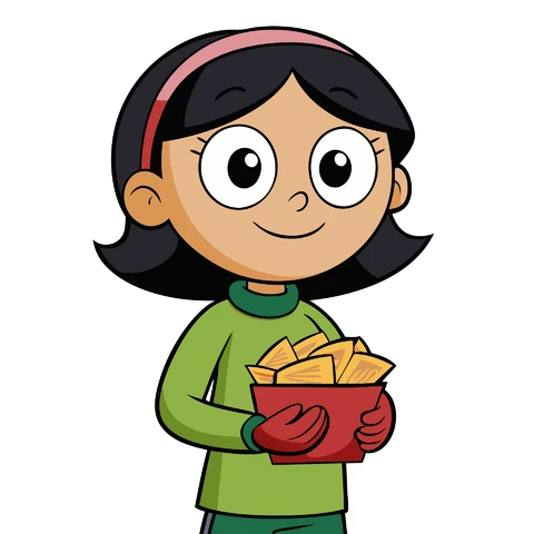 AI,JPG Cartoon Character with Snack Box