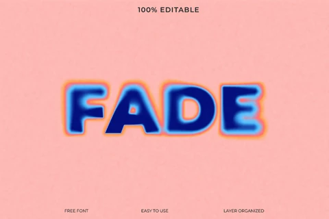 PSD Efeito de texto de estilo de fonte Fade blue illusion