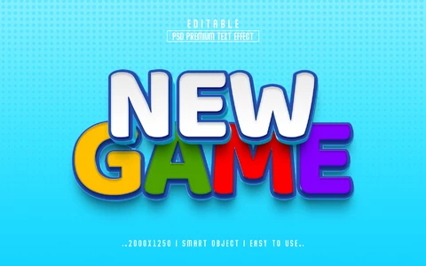 PSD New Game Kids 3D Text Effect