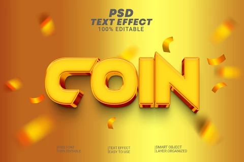 PSD Coin Golden Party 3D Text Effect