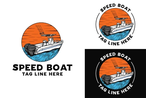 EPS,JPG Vintage Circular Logo for Speed Boat