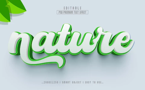 PSD Nature Green 3D Text Effect